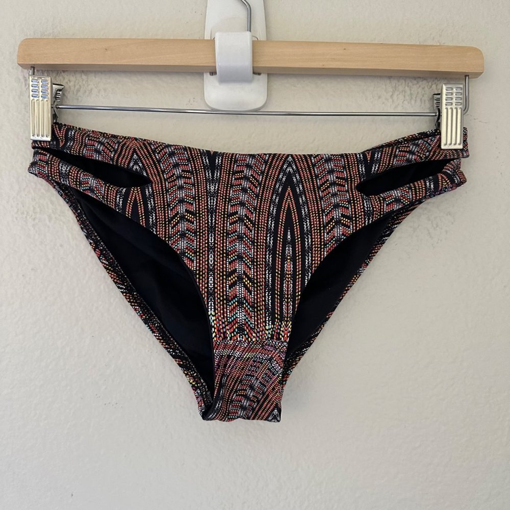 L*SPACE Full Cut Bikini Bottom Front Cut Multicolor Print Sz S